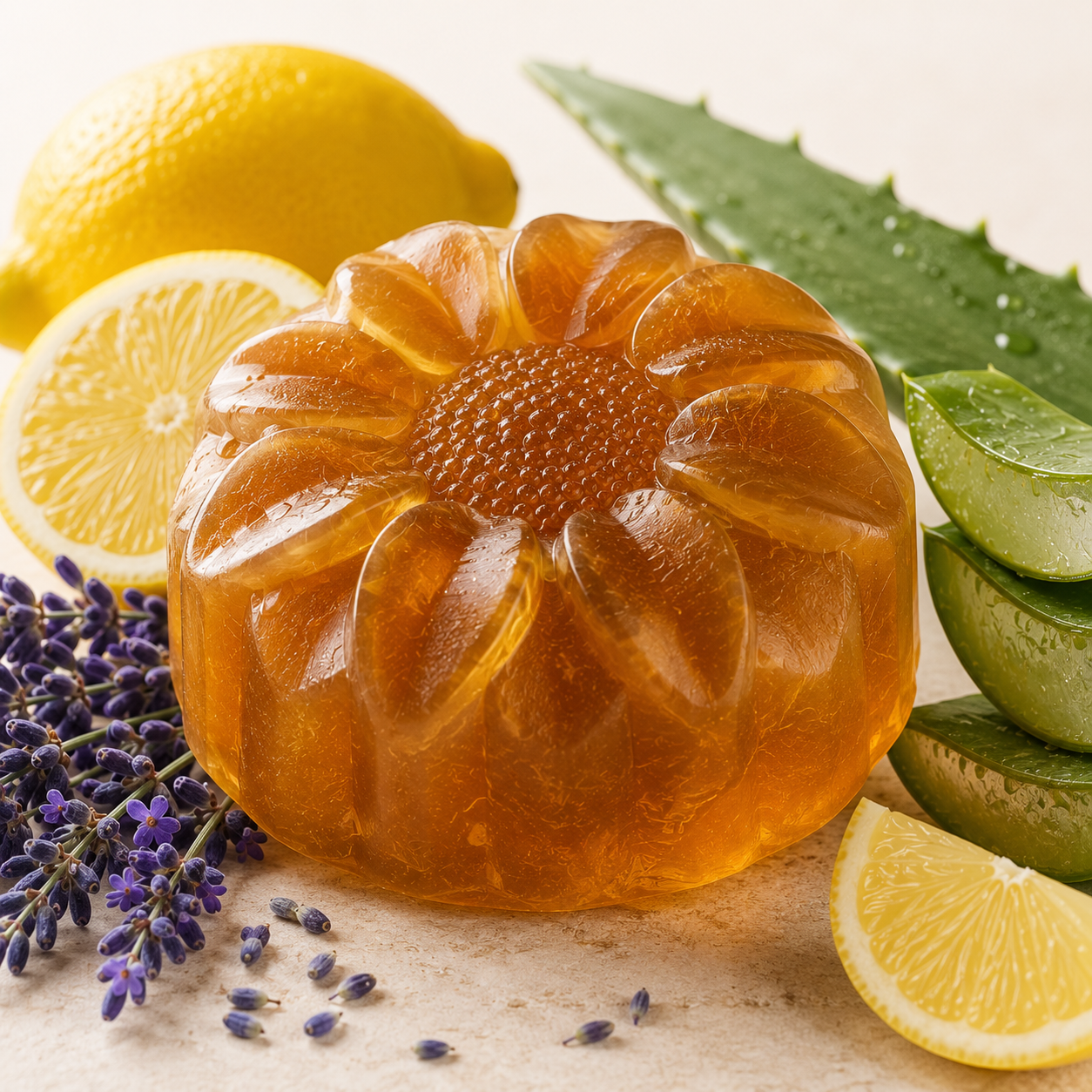 Jabón Artesanal de Limón, Lavanda y Aloe Vera